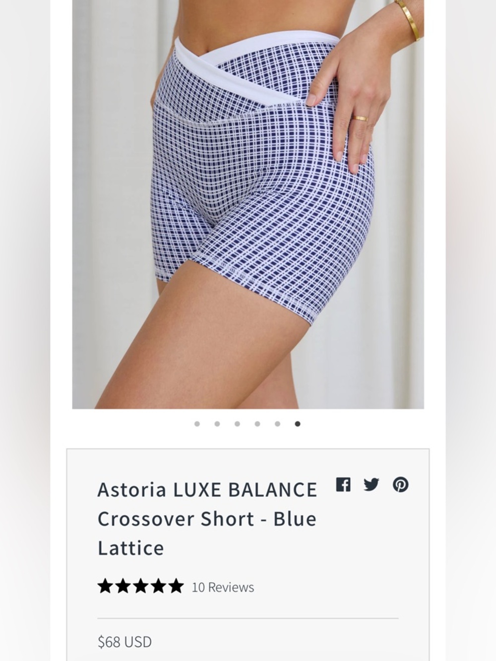 Blue Gingham Active Set - Sports Bra & High Waist Shorts - Picture 2 of 4